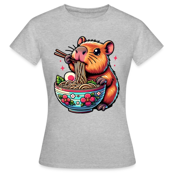 Maquette de T-shirt Femme « Capybara Mignon Ramen » à personnaliser
