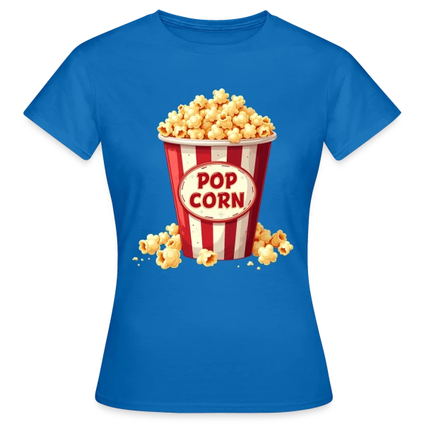 Maquette de T-shirt Femme « Popcorn Amusant - Idéal Carnaval Enfant » à personnaliser