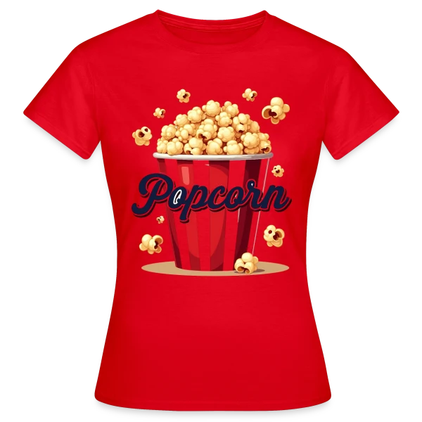 Maquette de T-shirt Femme « Design Popcorn Festif - Costume Carnaval » à personnaliser