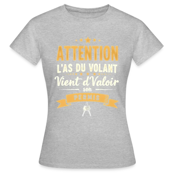 Maquette de T-shirt Femme « Humour Jeune Conducteur - Mon Permis en Poche » à personnaliser