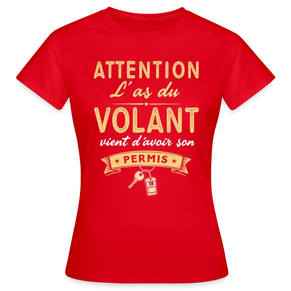 Maquette de T-shirt Femme « Cadeau Jeune Conducteur - Humour Permis » à personnaliser