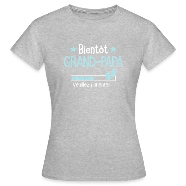 Maquette de T-shirt Femme « Bientôt Grand-Papy : Annonce de Grossesse Humour » à personnaliser