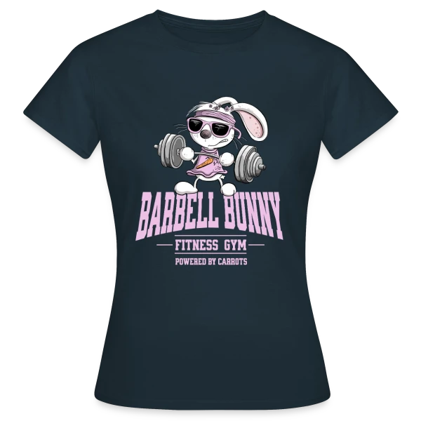 Maquette de T-shirt Femme « Lapin Fitness Musculation - 'Powered by Carrots' » à personnaliser