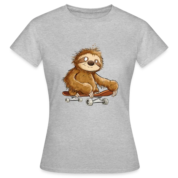 Maquette de T-shirt Femme « Paresseux Skateboarder Cartoon - Relax et Style » à personnaliser
