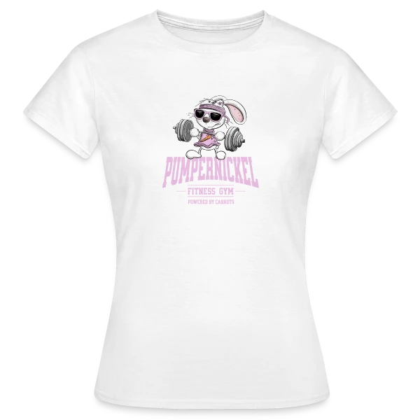 Maquette de T-shirt Femme « Lapin Costaud 'Pumpernickel Girl' - Fitness Humoristique » à personnaliser