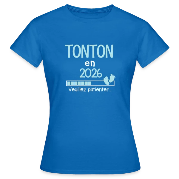 Maquette de T-shirt Femme « Annonce Grossesse Tonton 2026 - Futur Tonton Humour » à personnaliser
