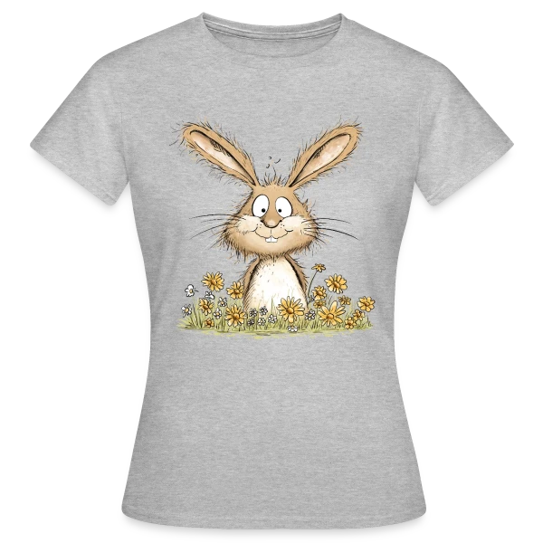 Maquette de T-shirt Femme « Lapin Rigolo des Fleurs » à personnaliser