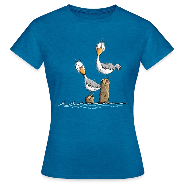 Maquette de T-shirt Femme « Mouettes drôles et mer du Nord » à personnaliser