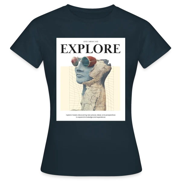 Maquette de T-shirt Femme « Exploration Artistique Vintage » à personnaliser