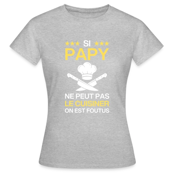 Maquette de T-shirt Femme « Humour Papy Cuisinier - On est foutus ! » à personnaliser