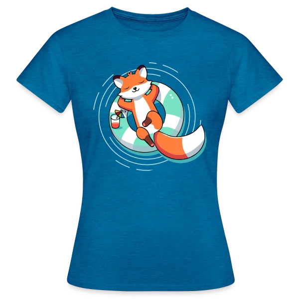 Maquette de T-shirt Femme « Renard Chill' en Bouée Tropicale » à personnaliser