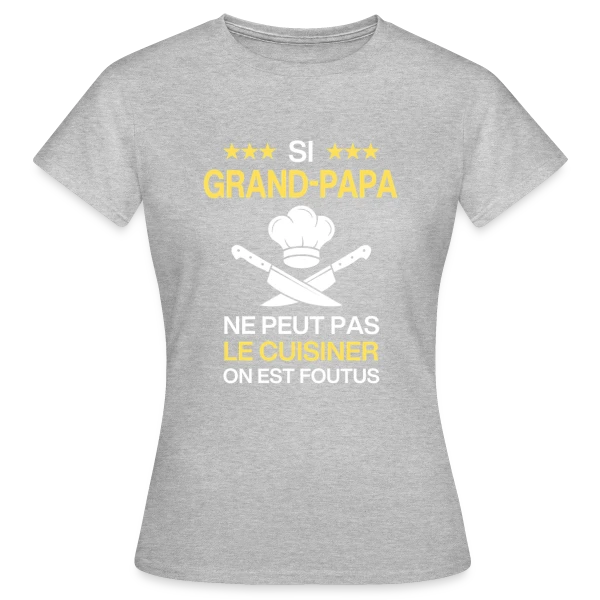 Maquette de T-shirt Femme « Humour Grand-Papa Cuisinier - On est foutus ! » à personnaliser