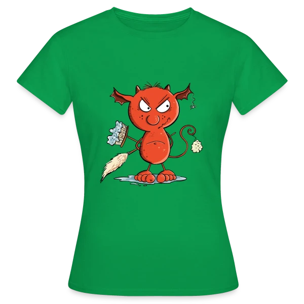 Maquette de T-shirt Femme « Petit diable du ménage - Nettoyage fun » à personnaliser