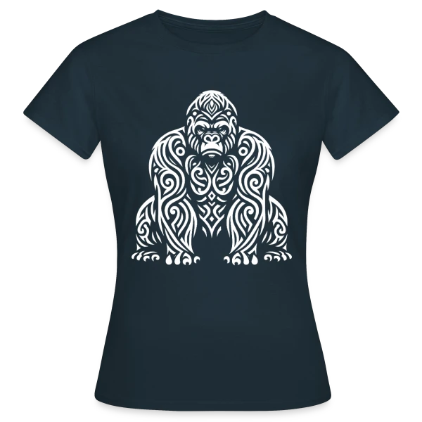 Maquette de T-shirt Femme « Gorille Tribal - Design Ethnique Sauvage » à personnaliser