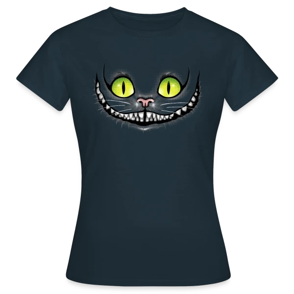 Maquette de T-shirt Femme « Chat Noir Sourit dans le Noir » à personnaliser