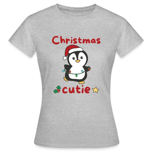 Maquette de T-shirt Femme « Pingouin Mignon Lumières Noël » à personnaliser