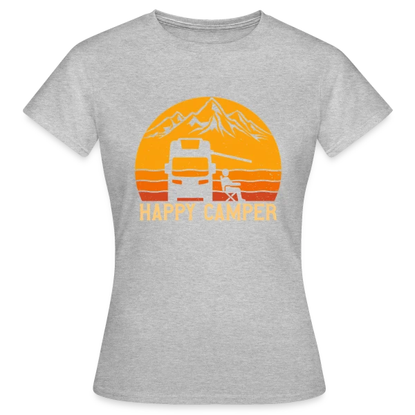 Maquette de T-shirt Femme « Campeur Heureux Rétro Design » à personnaliser