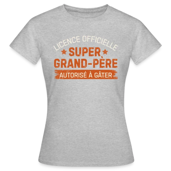 Maquette de T-shirt Femme « Licence de Grand-Père : T-shirt Humour Papy » à personnaliser