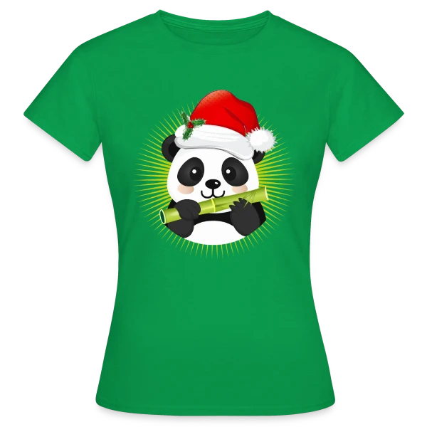 Maquette de T-shirt Femme « Panda Festif de Noël » à personnaliser
