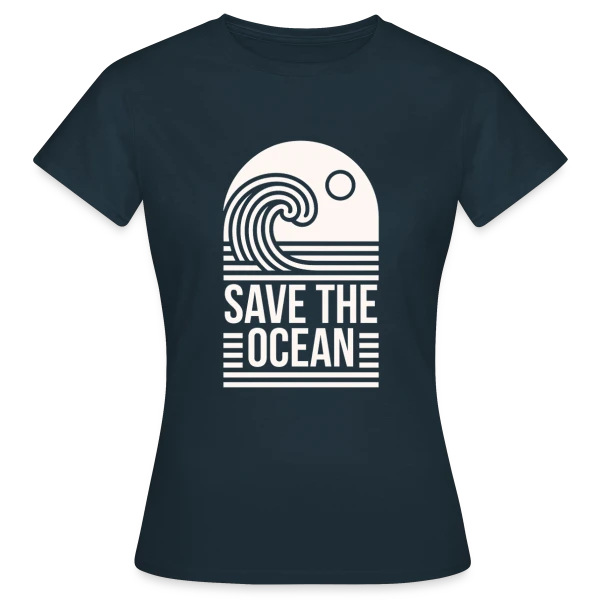 Maquette de T-shirt Femme « Vague Océanique Activisme » à personnaliser