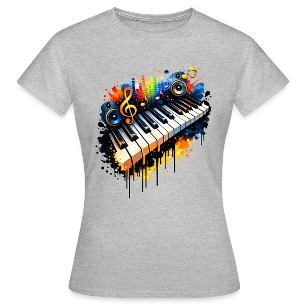 Maquette de T-shirt Femme « Piano Graffiti Urbain » à personnaliser