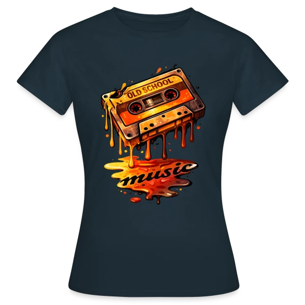 Maquette de T-shirt Femme « Rétro Cassette Audio : L'Esprit 80s » à personnaliser