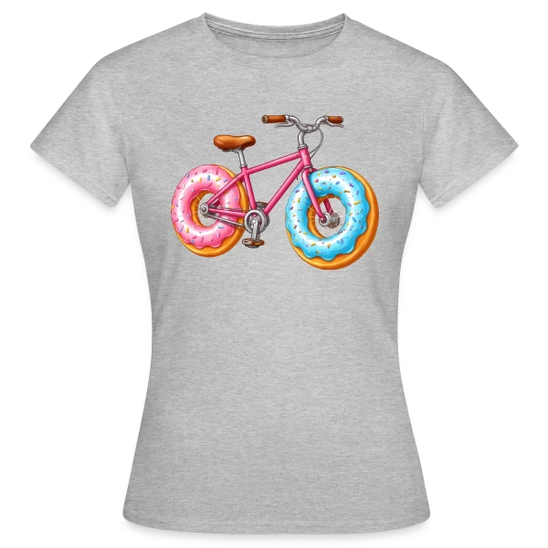 Maquette de T-shirt Femme « Cycliste Gourmand : Donut & Vélo Humoristique » à personnaliser