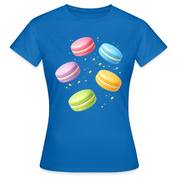 Maquette de T-shirt Femme « Macarons Colorés - Douceur Gourmande » à personnaliser