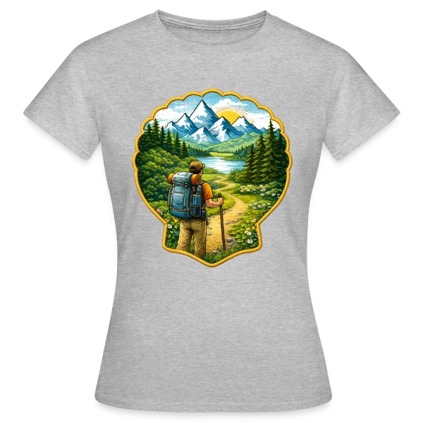 Maquette de T-shirt Femme « Chemin de Compostelle - L'Esprit Pèlerin » à personnaliser