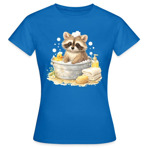 Maquette de T-shirt Femme « Bébé Raton Laveur dans le Bain » à personnaliser