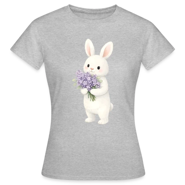 Maquette de T-shirt Femme « Lapin dans les Lilas - Douceur Printanière » à personnaliser