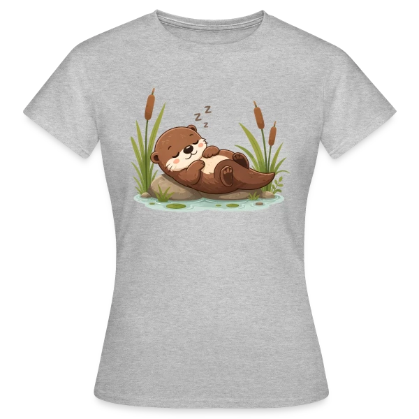Maquette de T-shirt Femme « Loutre Endormie dans les Roseaux - Douceur Naturelle » à personnaliser