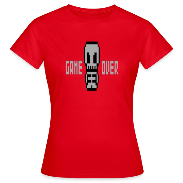 Maquette de T-shirt Femme « Pixelsquelette : L'Art Macabre en Pixel Art » à personnaliser