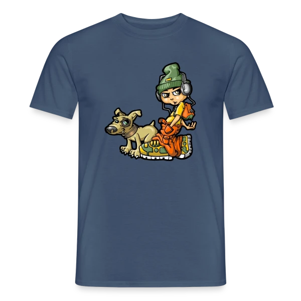 Maquette de T-shirt homme « B-boy Hip Hop & son Chien » à personnaliser