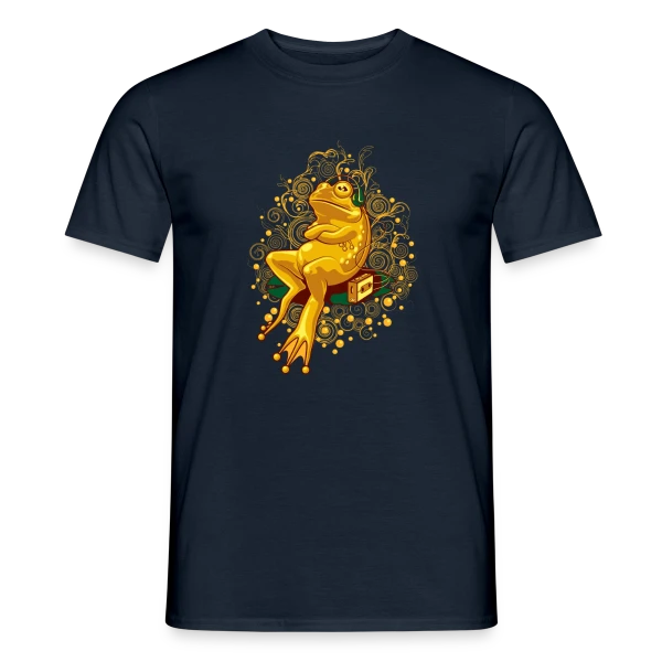Maquette de T-shirt homme « Grenouille Relax : Mode Cassette » à personnaliser