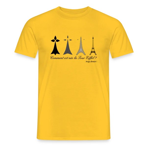 Maquette de T-shirt homme « Évolution Tour Eiffel Bretonne » à personnaliser