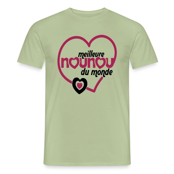 Maquette de T-shirt homme « Meilleure Nounou du Monde » à personnaliser