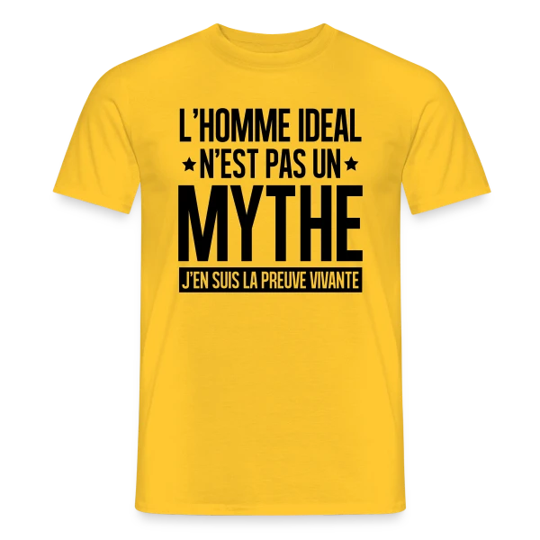 Maquette de T-shirt homme « Homme Idéal : Le Mythe Rendu Réel » à personnaliser