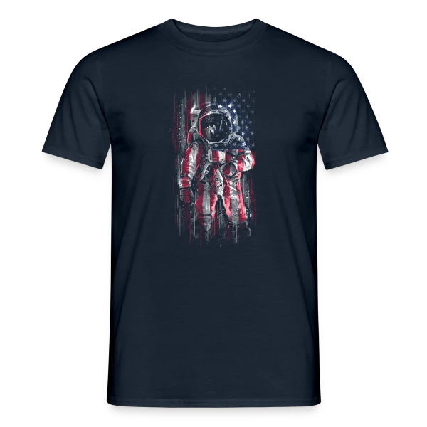 Maquette de T-shirt homme « Drapeau Spatial » à personnaliser