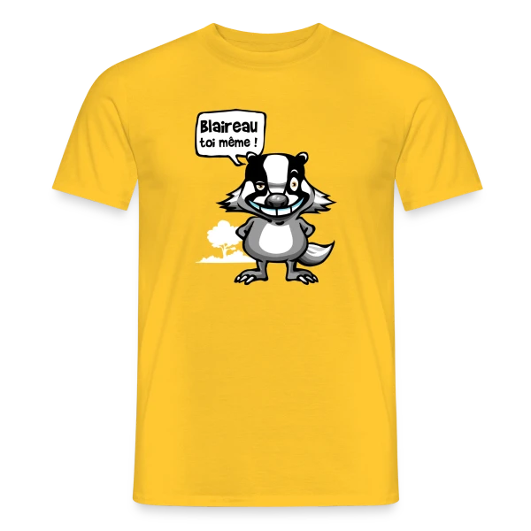 Maquette de T-shirt homme « Le Blaireau Rigolo » à personnaliser
