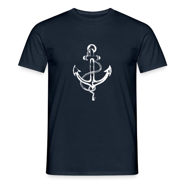 Maquette de T-shirt homme « Ancre Marine Élégante : Passion Océane » à personnaliser