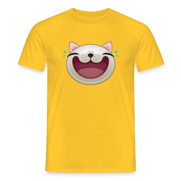 Maquette de T-shirt homme « Chat Joyeux : Le Rieur Félin » à personnaliser