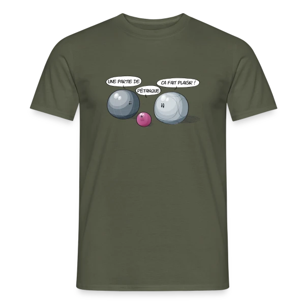 Maquette de T-shirt homme « L'Esprit de la Pétanque : Jeu et Convivialité » à personnaliser