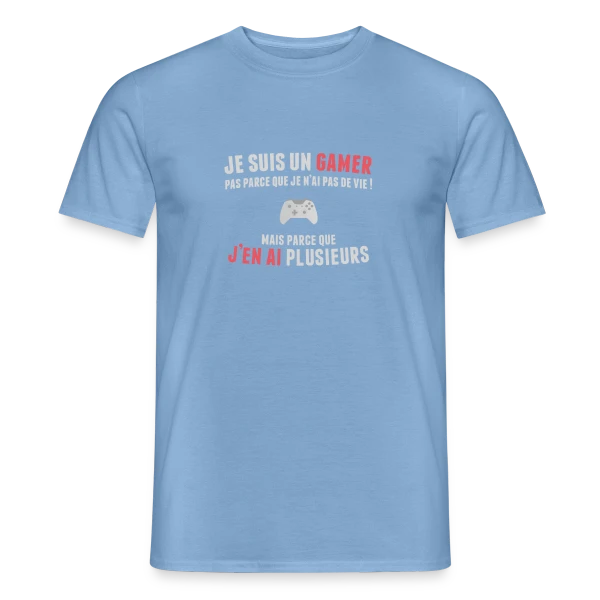 Maquette de T-shirt homme « Gamer : Des Vies à Volonté » à personnaliser