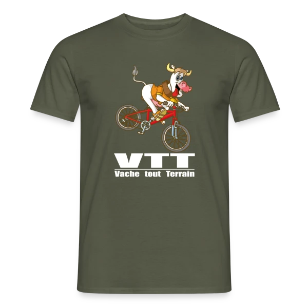 Maquette de T-shirt homme « Vache VTT : L'Aventure à la Campagne » à personnaliser