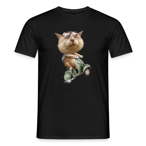 Maquette de T-shirt homme « Chat en Cavale » à personnaliser