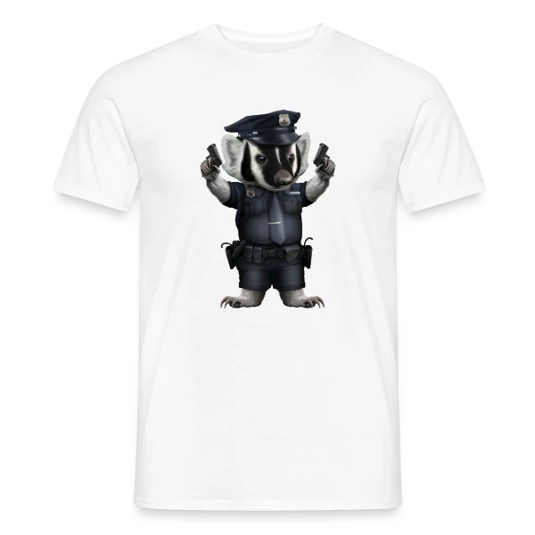 Maquette de T-shirt homme « Blaireau Police » à personnaliser