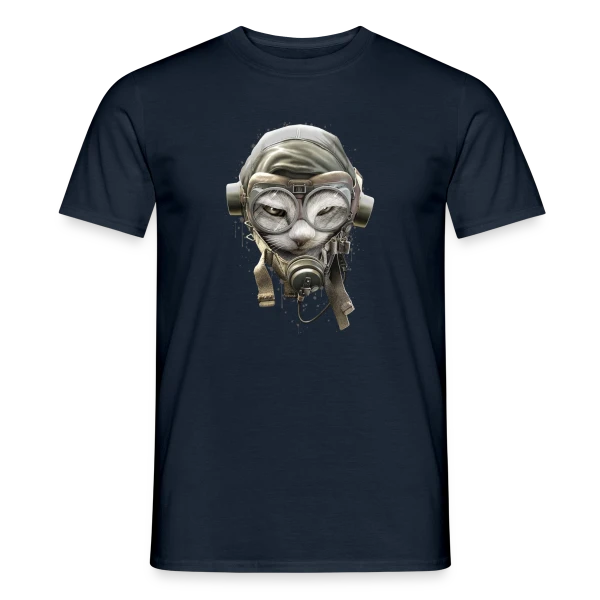 Chat Pilote Champion sur T-shirt homme