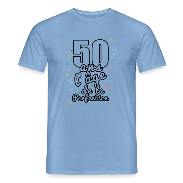 Maquette de T-shirt homme « 50 Ans Fabuleux : Un Demi-Siècle d'Aventures » à personnaliser