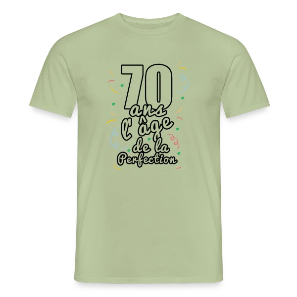 Maquette de T-shirt homme « Anniversaire 70 Ans : Célébration Mémorable » à personnaliser